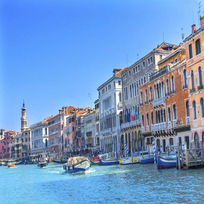 Posterazzi PDDEU16WPE0439LARGE Colorful Grand Canal Boats Gondola Reflections, Venice, Italy Photo Print, 24 x 36, Multi
