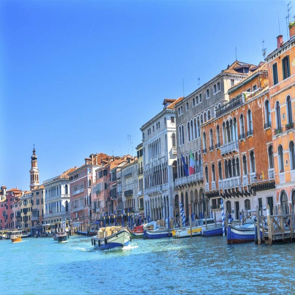 Posterazzi PDDEU16WPE0439LARGE Colorful Grand Canal Boats Gondola Reflections, Venice, Italy Photo Print, 24 x 36, Multi