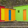 Posterazzi PDDEU23WBI1225LARGE Portugal, Azores, Sao Miguel Island, Porto Formoso Fishing Shacks Photo Print, 24 x 36, Multi view 1