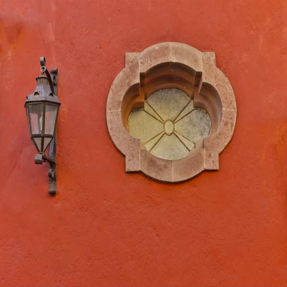 Posterazzi PDDSA13DGU0084LARGE San Miguel De Allende, Mexico. Lantern and Shadow on Colorful Buildings Photo Print, 24 x 36, Multi