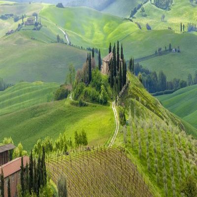 Posterazzi PDDEU16BJY0399LARGE Italy, Val d' Orica. Il Belvedere Farmhouse Panoramic Photo Print, 24 x 36, Multi