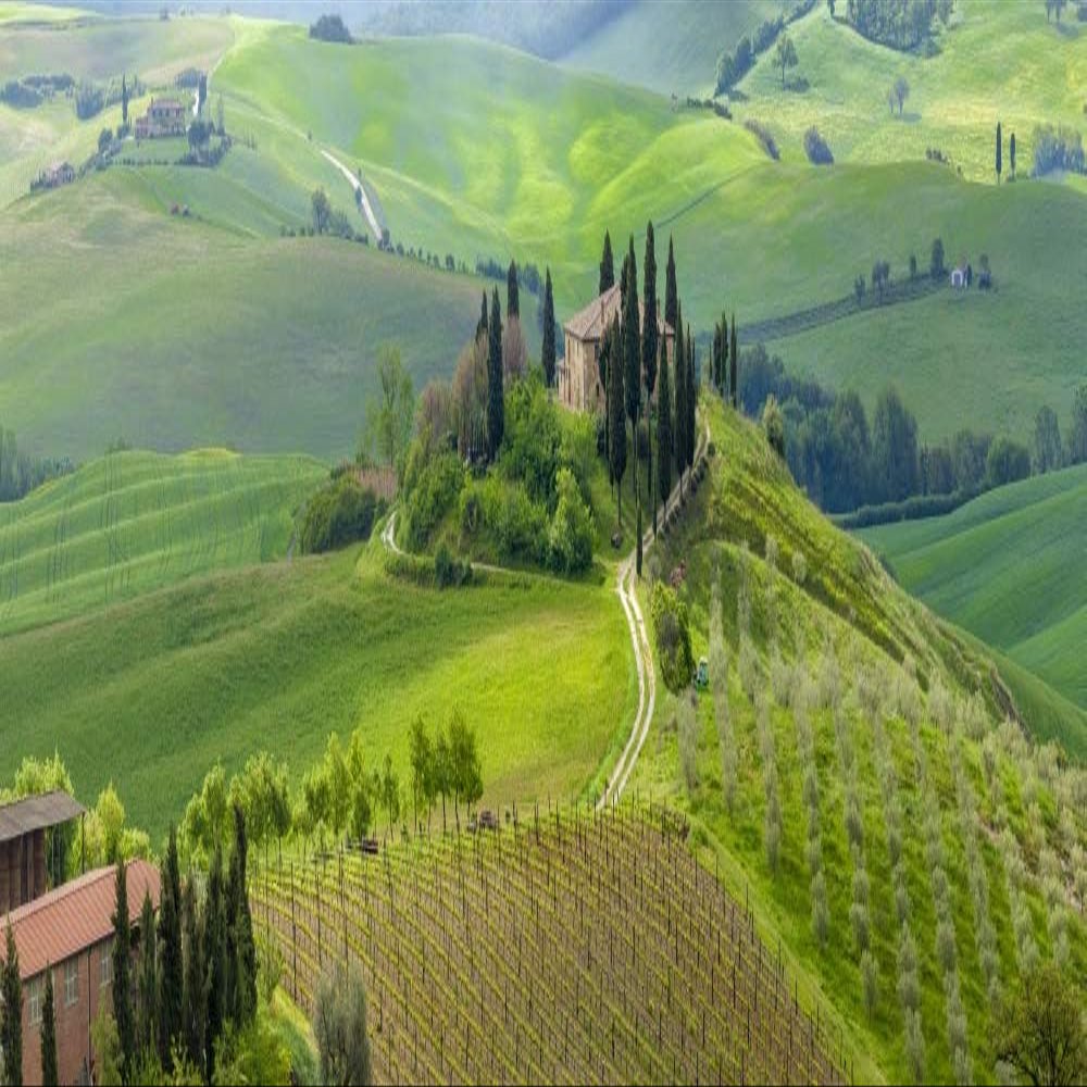 Posterazzi PDDEU16BJY0399LARGE Italy, Val d' Orica. Il Belvedere Farmhouse Panoramic Photo Print, 24 x 36, Multi