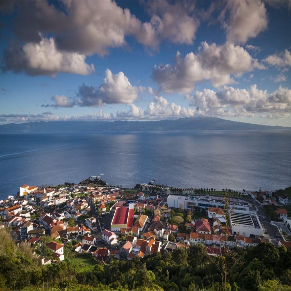 Posterazzi PDDEU23WBI1100LARGE Portugal, Azores, Sao Jorge Island, Velas. Elevated Town View Photo Print, 24 x 36, Multi