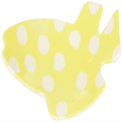 Aito 278217 Leo Lionni Swimmy Bean Plate, Approx. 3.1 x 1.6 inches (8 x 4 cm), Yellow Dots, Setoyaki, Made in Japan