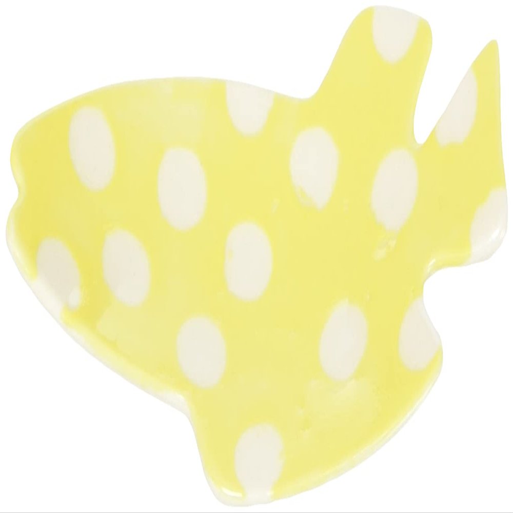 Aito 278217 Leo Lionni Swimmy Bean Plate, Approx. 3.1 x 1.6 inches (8 x 4 cm), Yellow Dots, Setoyaki, Made in Japan