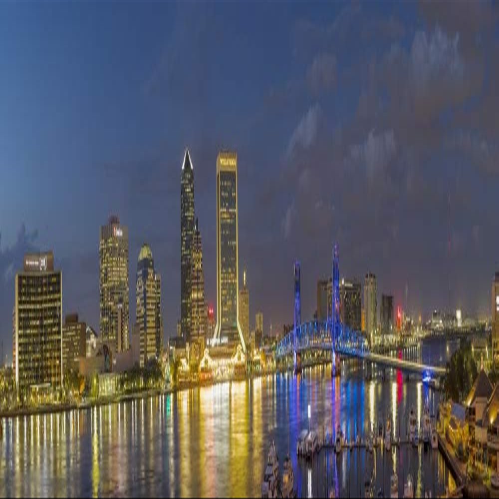 Posterazzi PDDUS10RDY0046LARGE St. Johns River Skyline at Twilight. Jacksonville, Florida Photo Print, 24 x 36, Multi