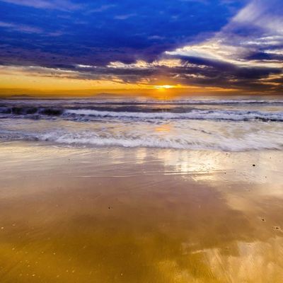 Posterazzi PDDUS05RBS1301LARGE Sunset Over The Channel Islands from San Buenaventura State Beach, Ventura, California, USA Photo Print, 24 x 36, Multi