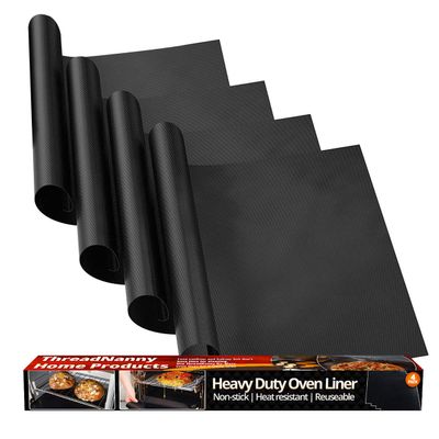 Oven Liners for Bottom of Electric Gas Oven Reusable - 4 Pack Large Heavy Duty Nonstick Teflon Range Mat 17"x 25" - Stove Floor Protector Liner Easy to Clean Reduce Spills Stuck Foods and Clean Up