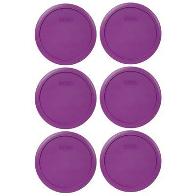Pyrex 7402-PC Thistle Purple Food Storage Replacement Lid (This Lid Fits the Pyrex 7402 6-Cup SCULPTED MIXING BOWL and 7203 7-Cup Glass Bowl) (6 Pack) - Made in USA