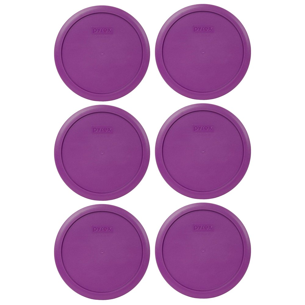 Pyrex 7402-PC Thistle Purple Food Storage Replacement Lid (This Lid Fits the Pyrex 7402 6-Cup SCULPTED MIXING BOWL and 7203 7-Cup Glass Bowl) (6 Pack) - Made in USA