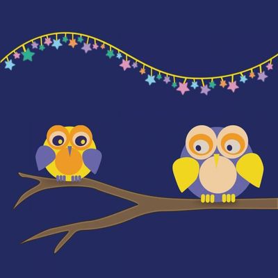 Posterazzi PDXGLSQ083ALARGE Owls of Color 1 Photo Print, 24 x 24, Multi