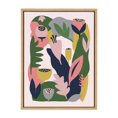 Kate and Laurel Sylvie Myriam's Garden Framed Canvas Wall Art by Myriam Van Neste, 18x24 Natural, Nature-Inspired Wall Decor