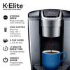 Keurig C K-Elite Maker, Single Serve K-Cup Pod Brewer, with Iced Coffee Capability, Extra Included, 75oz, Brushed Silver Plus Filter Bundle view 2