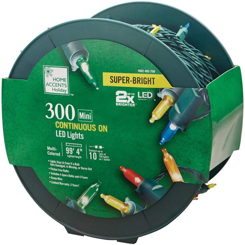 Home Accents Holiday 300-Light LED Smooth Mini Super Bright Multi-Reel TY560-1715-1M