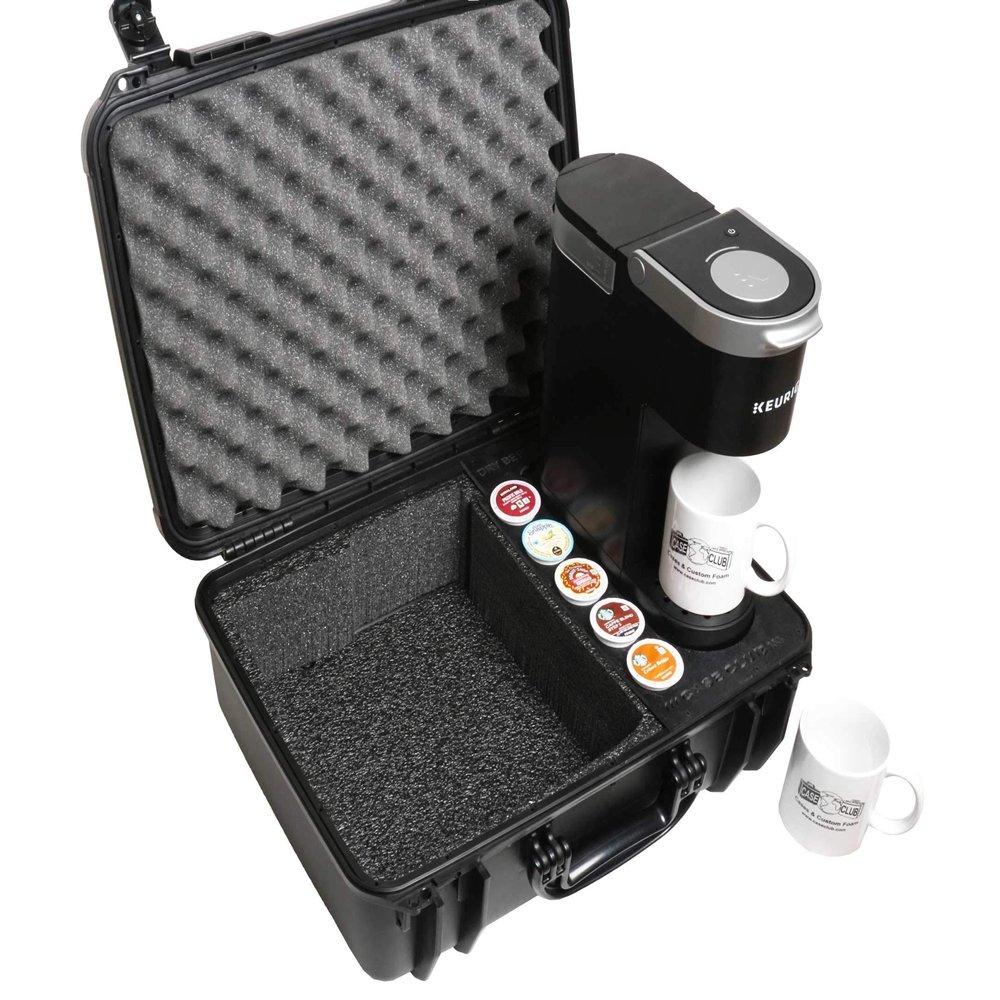 Case Club Pre-Cut Waterproof Case Compatible with Keurig K-Mini Coffee Maker - Holds 2 Mugs and Stores 5 Pods