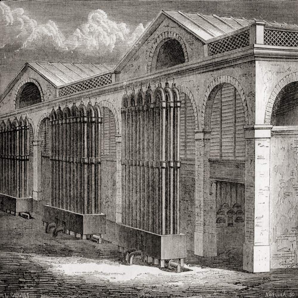 Posterazzi DPI12289987LARGE The Coal Gas Condenser Plant Villette, Paris, France in The 19th Century. from Les Merveilles De La Science, Published C. 1870 Photo Print, 36 x 26, Multi