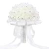 Amosfun Wedding Flower Bouquet Holding Creme Bouquet Artificial Rose Crystals Decor of Flowers Wedding Ramo De Flores Artificiales Bouquets Props White Korean Bride view 1