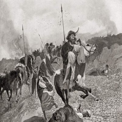 Posterazzi DPI12310096LARGE an Early Hun Raid, China 1st Century Bc. from Hutchinson's History of The Nations, Published 1915 Photo Print, 34 x 22, Multi