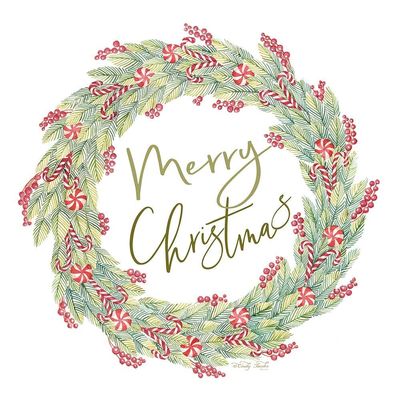 Posterazzi PDXCIN1601LARGE Candy Cane Wreath Photo Print, 24 x 24, Multi