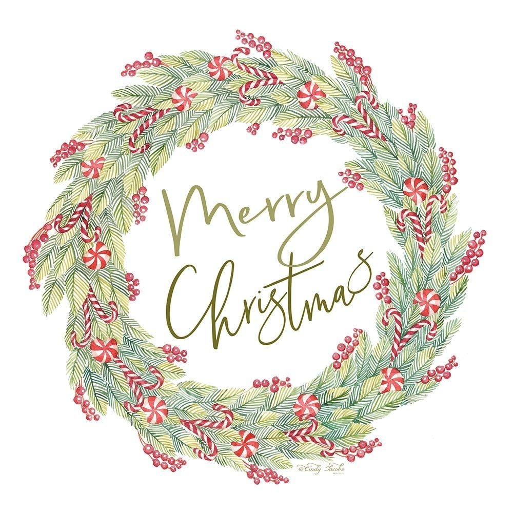 Posterazzi PDXCIN1601LARGE Candy Cane Wreath Photo Print, 24 x 24, Multi