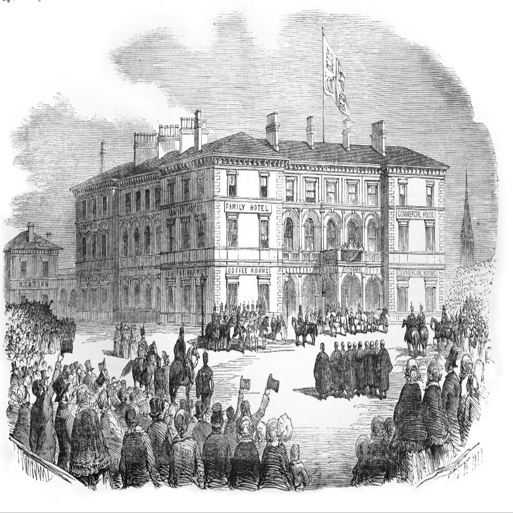 Posterazzi DPI12329929LARGE The Illustrated London News Etching from 1854. Her Majesty Queen Victoria at The Station Hotel in Hull Photo Print, 40 x 26, Multi