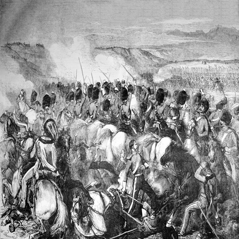 Posterazzi DPI12332119LARGE The Illustrated London News Etching from 1854. The Battle of Balaclava, Attack of The Scots Greys.Crimean War Photo Print, 38 x 26, Multi