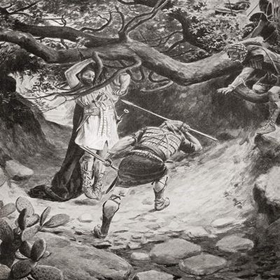 Posterazzi DPI12332632LARGE The Death of Absalom or Avshalom During The Battle of The Wood of Ephraim. from Hutchinson's History of The Nations, published 1915 Photo Print, 24 x 32, Multi
