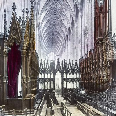 Posterazzi DPI12451760LARGE A Hand Coloured Magic Lantern Slide Circa 1900. The Choir Winchester Cathedral Photo Print, 34 x 30, Multi