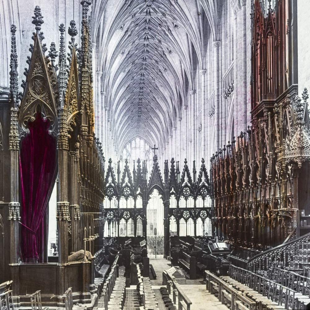 Posterazzi DPI12451760LARGE A Hand Coloured Magic Lantern Slide Circa 1900. The Choir Winchester Cathedral Photo Print, 34 x 30, Multi
