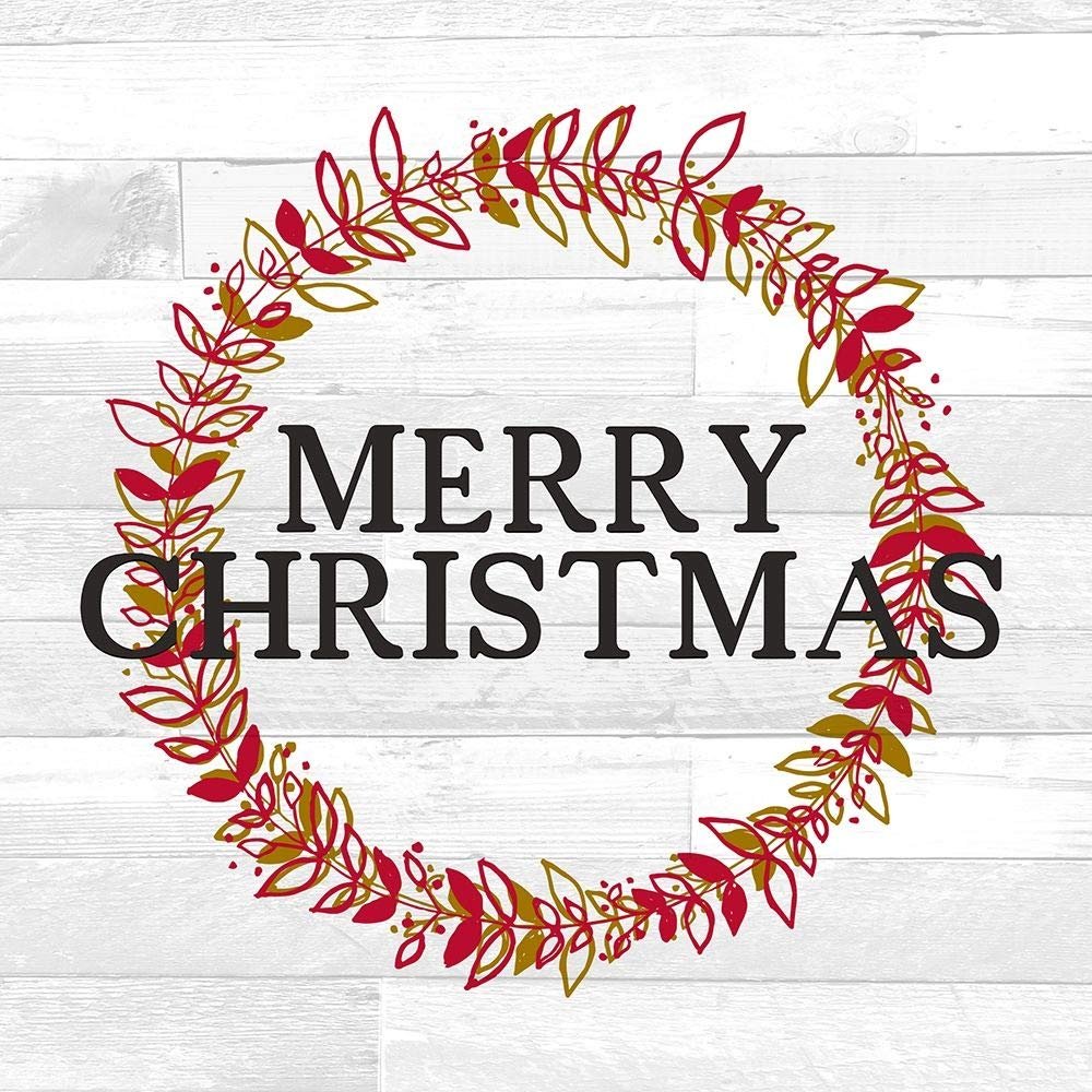 Posterazzi PDXKASQ1425CLARGE Merry Christmas Wreath Photo Print, 24 x 24, Multi