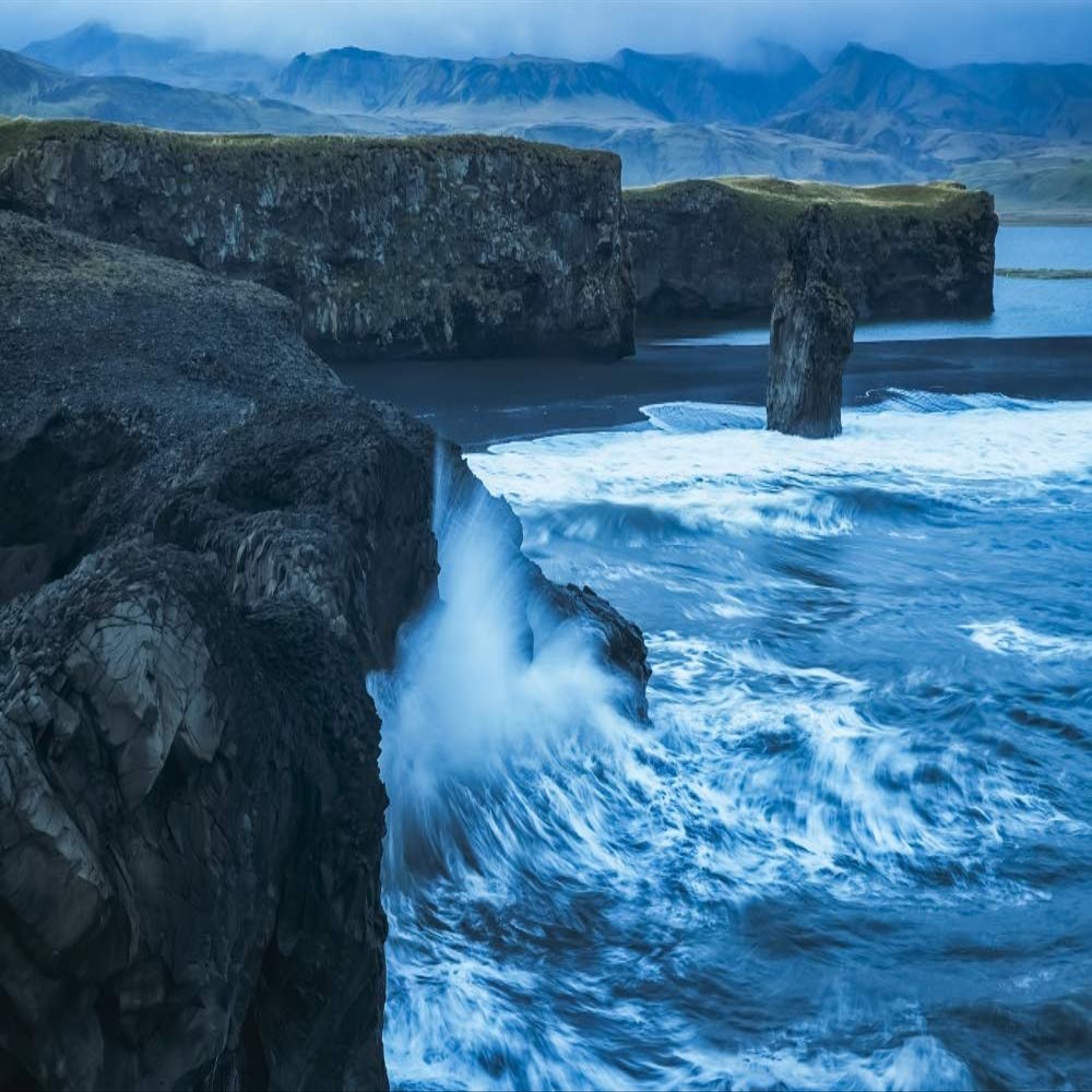 Posterazzi DPI12326952LARGE Large Waves Splash Against The Cliff Sides of Dryholaey, Southern Iceland Photo Print, 38 x 24, Multi