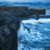 Posterazzi DPI12326952LARGE Large Waves Splash Against The Cliff Sides of Dryholaey, Southern Iceland Photo Print, 38 x 24, Multi view 1