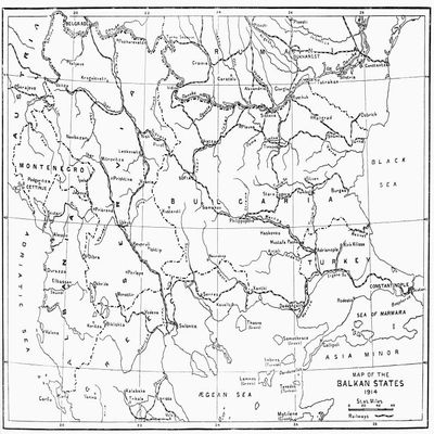 Posterazzi DPI12512671LARGE Map of The Balkan States in 1914. from Hutchinson's History of The Nations, published 1915 Photo Print, 32 x 22, Multi