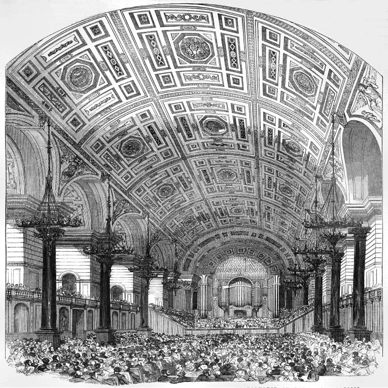 Posterazzi DPI12331328LARGE The Illustrated London News Etching from 1854. Interior of St George's Hall, Liverpool from The South. Performance of The First Oratorio Photo Print, 26 x 36, Multi