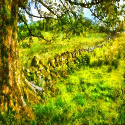 Posterazzi DPI12512565LARGE Digital Painting of The Lush Green Grass in The Old Country Photo Print, 38 x 24, Multi