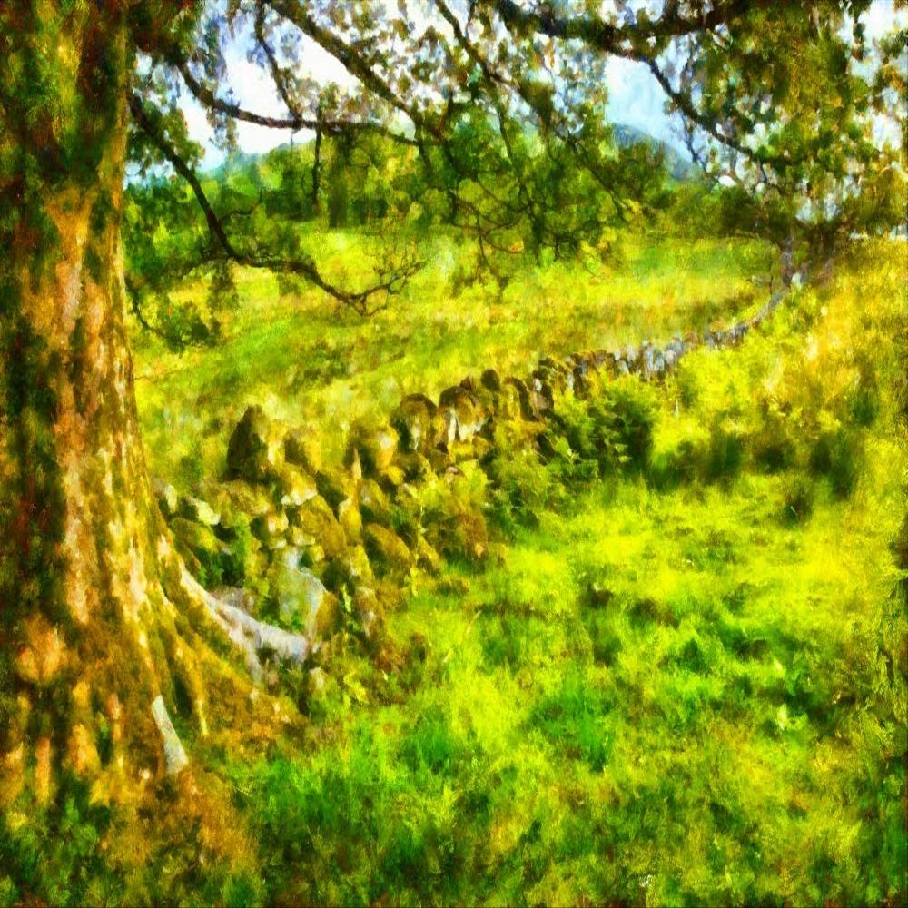 Posterazzi DPI12512565LARGE Digital Painting of The Lush Green Grass in The Old Country Photo Print, 38 x 24, Multi