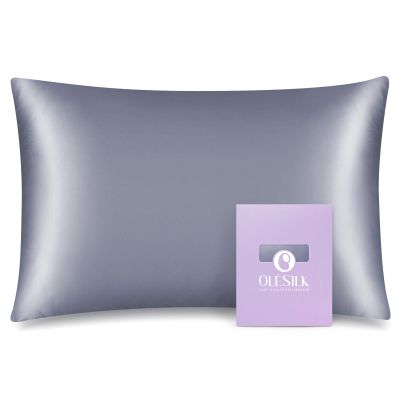 OLESILK Toddler 100% Mulberry Silk Pillowcase, Zipper, 13"x 18", Iron Grey