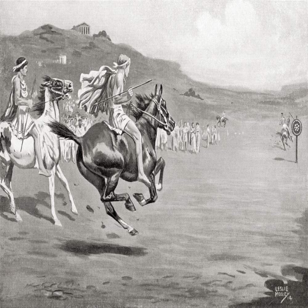 Posterazzi DPI12512658LARGE Greek Horsemen Throwing The Javelin. from Hutchinson's History of The Nations, published 1915 Photo Print, 34 x 22, Multi