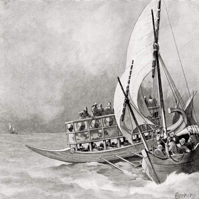 Posterazzi DPI12333261LARGE The Capture, by Assyrians, of an Ionian Pirate Ship, 8th Century BC. from Hutchinson's History of The Nations, published 1915 Photo Print, 28 x 26, Multi