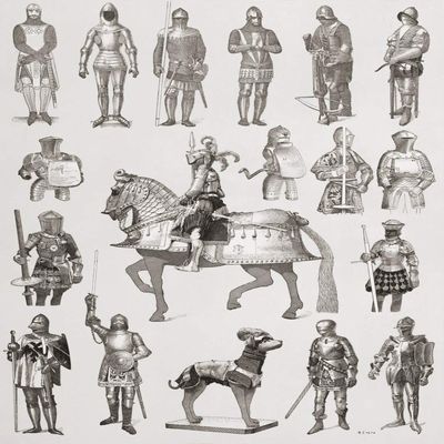 Posterazzi DPI12512840LARGE Eurpoean Suits of Armour from The 14th, 15th and 16th Centuries. from Enciclopedia Ilustrada Segui, published 1908 Photo Print, 24 x 30, Multi