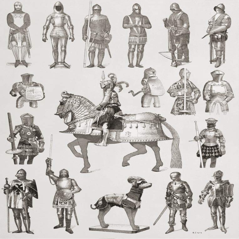 Posterazzi DPI12512840LARGE Eurpoean Suits of Armour from The 14th, 15th and 16th Centuries. from Enciclopedia Ilustrada Segui, published 1908 Photo Print, 24 x 30, Multi