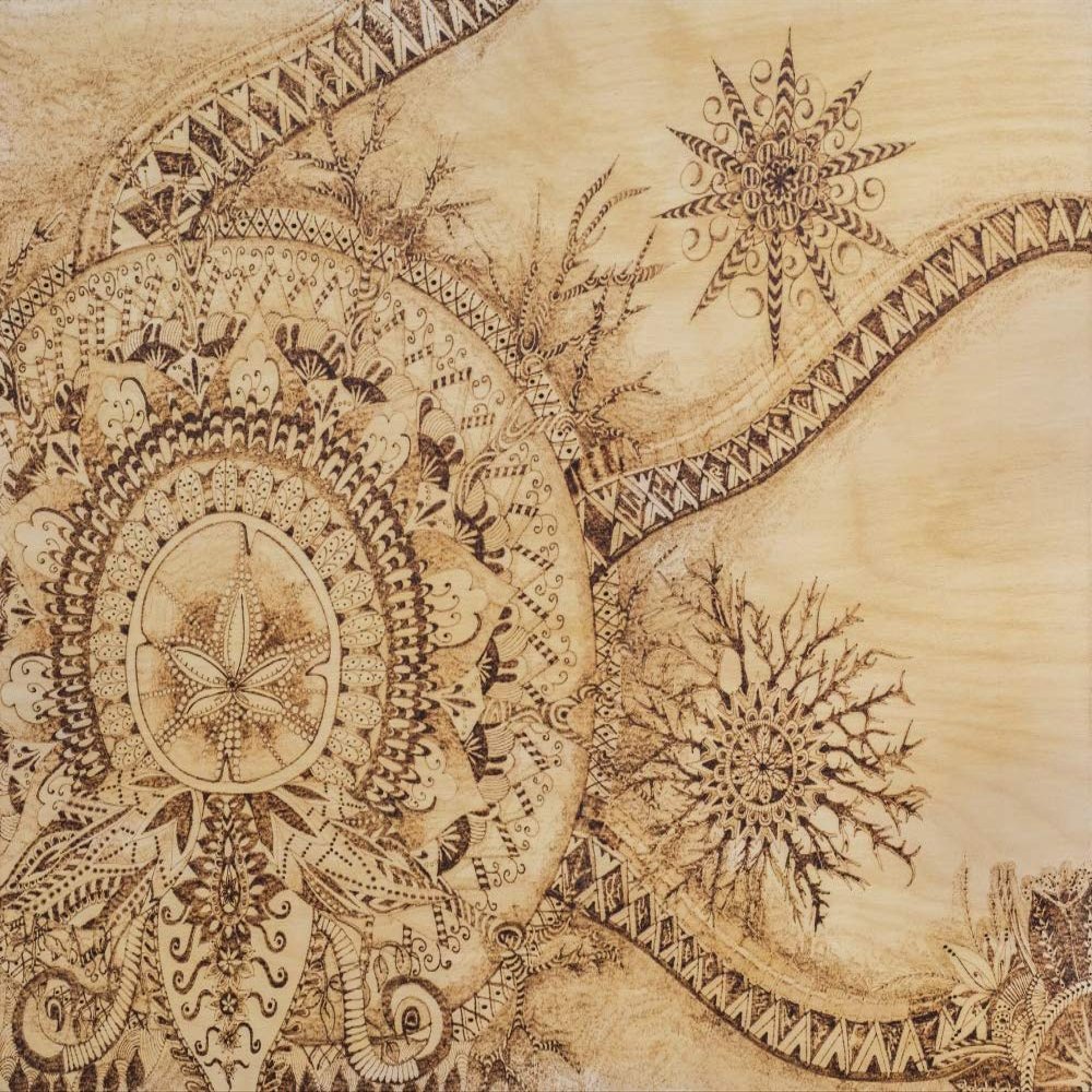 Posterazzi DPI12513687LARGE Detail of Mandala Wood Burning Art Photo Print, 36 x 28, Multi
