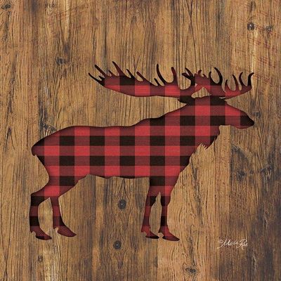 Posterazzi PDXMAZ5197SMALL Buffalo Plaid Moose Photo Print, 15 x 24, Multi