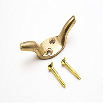 100 x Cleat Hooks Curtain TIE Hold Back 2" 50MM Brass Screws