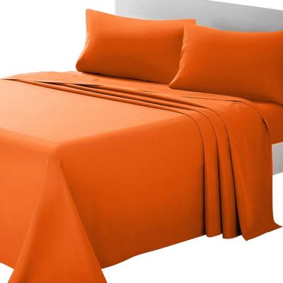 Comfort Bed Store Estilo Collection Solid 800 Series 3PC Organic Cotton Duvet Set (1 Duvet Cover, 2 Pillowcases) Comfort, Care and Cozy Set, Orange, Full XL