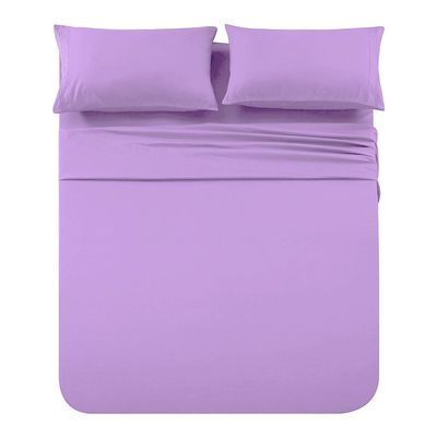 Comfort Bed Store Estilo Collection Solid 800 Series 3PC Organic Cotton Duvet Set (1 Duvet Cover, 2 Pillowcases) Comfort, Care and Cozy Set, Lilac, Twin XL