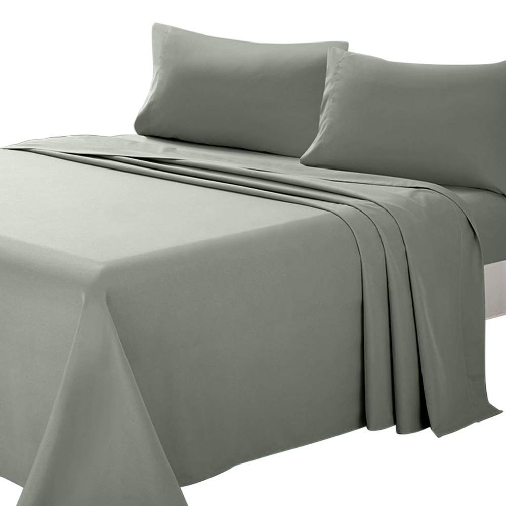 Comfort Bed Store Estilo Collection Solid 800 Series 3PC Organic Cotton Duvet Set (1 Duvet Cover, 2 Pillowcases) Comfort, Care and Cozy Set, Silver Grey, Full