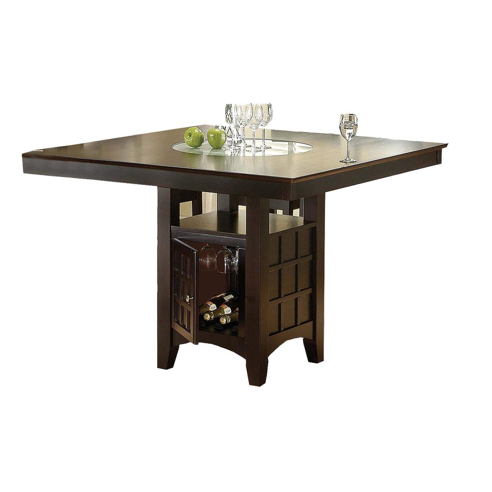 Benjara Transitional Style Wooden Counter Height Table with Storage, Brown