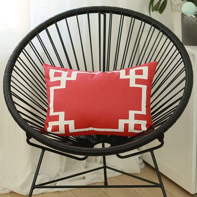 Apolena Geometric Red and White Printed Decorative Throw Pillow Cover