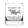 Bevvee Fluent in Sharkasm - Funny Shark Whiskey Rocks Glass Gifts for Sarcastic Men & Women - Fun Whisky Drinking Tumbler Dcor view 1